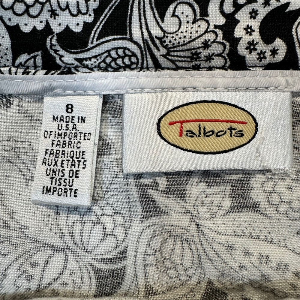 Talbots Maxi Skirt Women 8 Black White Floral Paisley Linen Blend Boho Coastal - Picture 7 of 10